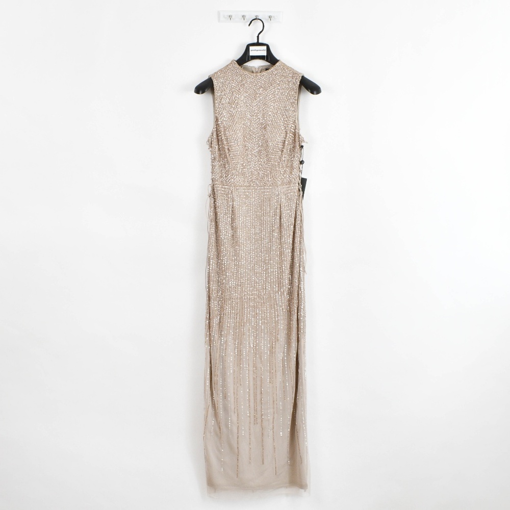 Adrianna Papell Beaded Mock-Neck Evening Gown - Picture 2 of 8